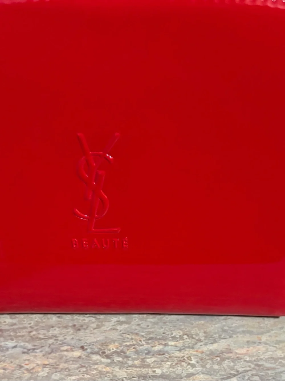 Yves Saint Laurent Beaute Glossy Red Cosmetic Case with Embossed YSL